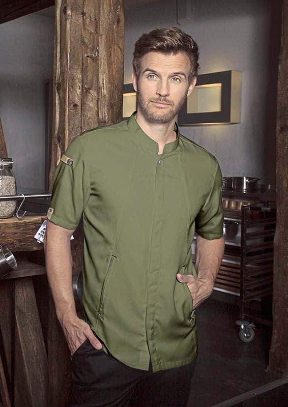 Epic Label Blousons Karlowsky Ky052 Veste De Cuisine À Manches Courtes Green-Generation Recyclé