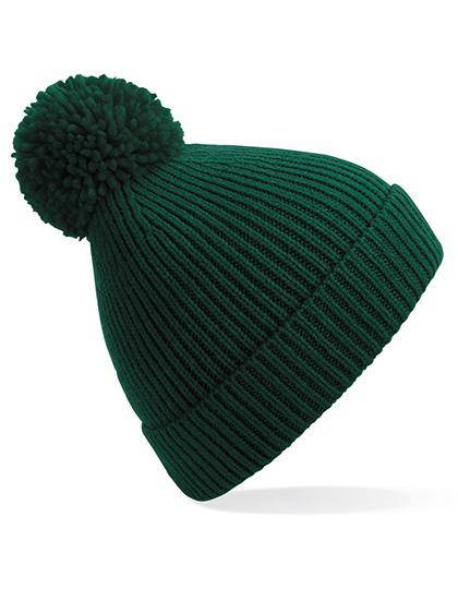 Epic Label Bonnets Beechfield B382 Bonnet À Pompon En Maille Côtelée À Pinces Invisibles