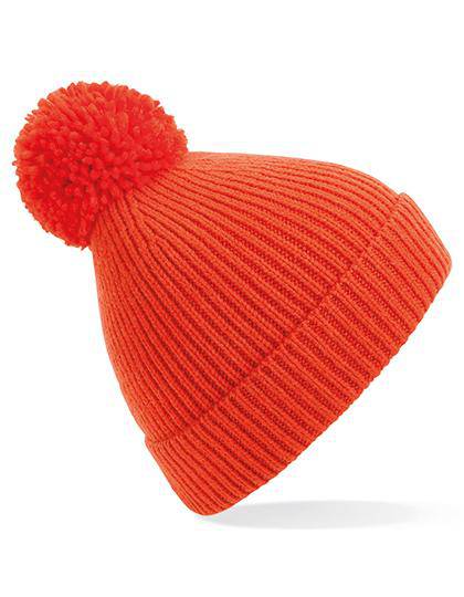 Epic Label Bonnets Beechfield B382 Bonnet À Pompon En Maille Côtelée À Pinces Invisibles