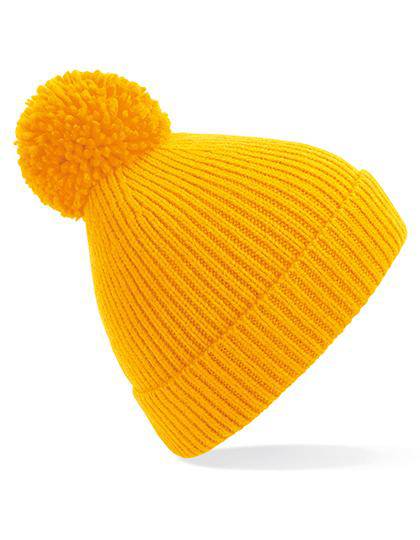 Epic Label Bonnets Beechfield B382 Bonnet À Pompon En Maille Côtelée À Pinces Invisibles