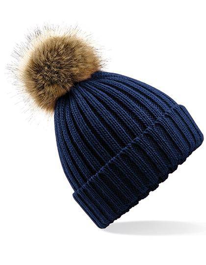 Epic Label Bonnets Beechfield B412 Bonnet Épais Avec Pop Pom En Fausse Fourrure
