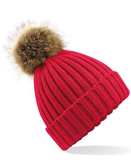 Epic Label Bonnets Beechfield B412 Bonnet Épais Avec Pop Pom En Fausse Fourrure