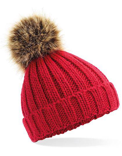 Epic Label Bonnets Beechfield B412a Bonnet En Grosse Maille Pompon En Fausse Fourrure Pour Bébé