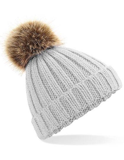 Epic Label Bonnets Beechfield B412b Bonnet En Grosse Maille Pompon En Fausse Fourrure Pour Enfant