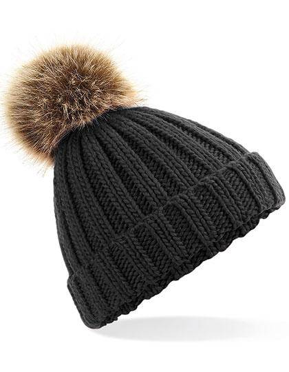Epic Label Bonnets Beechfield B412b Bonnet En Grosse Maille Pompon En Fausse Fourrure Pour Enfant