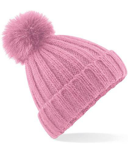 Epic Label Bonnets Beechfield B413 Bonnet À Pop Pom En Maille Épaisse Et Fausse Fourrure Verbier