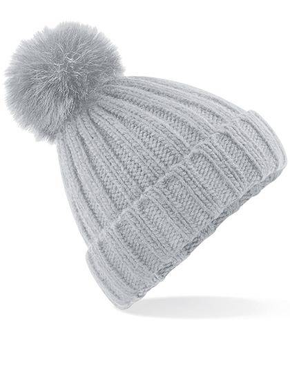 Epic Label Bonnets Beechfield B413 Bonnet À Pop Pom En Maille Épaisse Et Fausse Fourrure Verbier