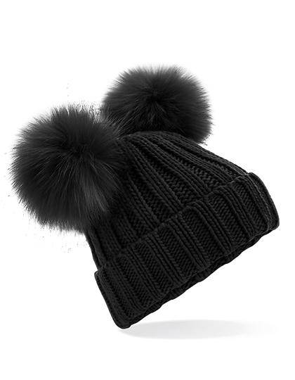 Epic Label Bonnets Beechfield B414 Bonnet Double Pop Pom En Fausse Fourrure Synthétique