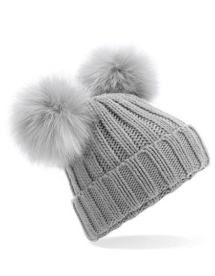 Epic Label Bonnets Beechfield B414 Bonnet Double Pop Pom En Fausse Fourrure Synthétique