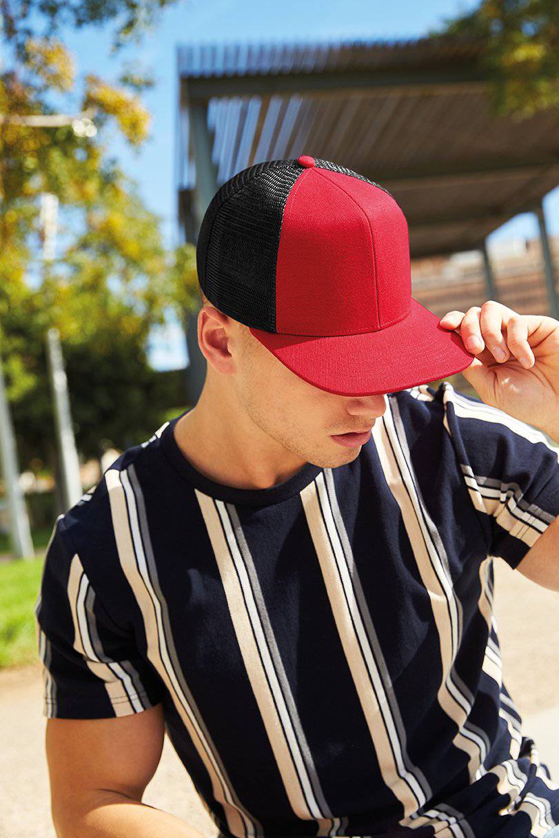 Epic Label Casquettes Beechfield B664 Casquette Filet Originale À 6 Panneaux Et Visière Plate
