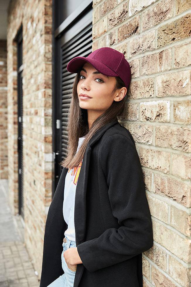 Epic Label Casquettes Beechfield B674 Casquette Melton En Laine 6 Panneaux