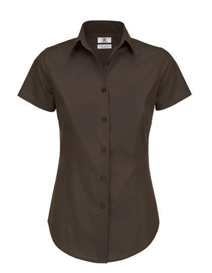 Epic Label Chemises B&C Swp24 Poplin Shirt Black Tie Short Sleeve / Pour Femme