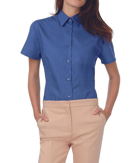 Epic Label Chemises B&C Swp44 Poplin Shirt Heritage Short Sleeve / Pour Femme