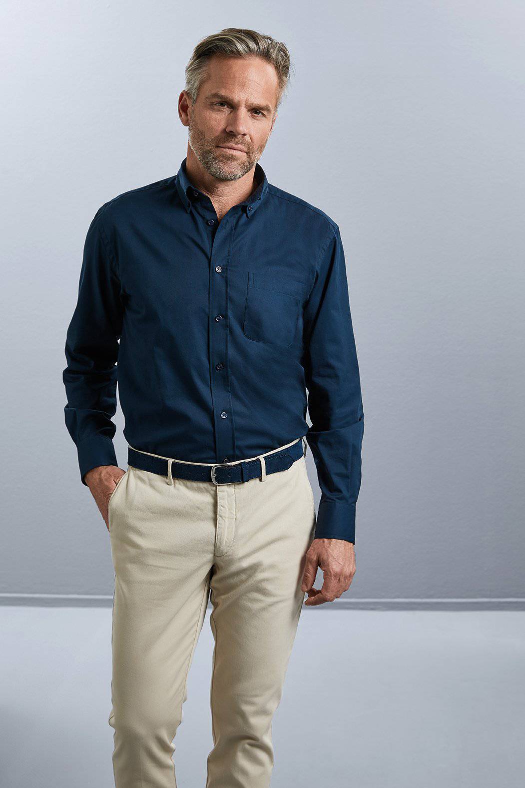 Epic Label Chemises Russell Collection R-916M-0 Chemise Manches Longues Coupe Classique en Coton Sergé Homme