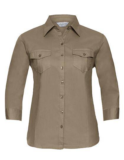 Epic Label Chemises Russell Collection R-918F-0 Chemise Manches Retroussables en Coton Sergé Femme