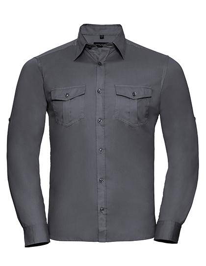 Epic Label Chemises Russell Collection R-918M-0 Roll Long Sleeve Fitted Twill Shirt Pour Homme