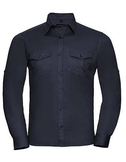 Epic Label Chemises Russell Collection R-918M-0 Roll Long Sleeve Fitted Twill Shirt Pour Homme
