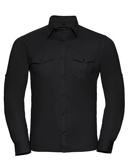 Epic Label Chemises Russell Collection R-918M-0 Roll Long Sleeve Fitted Twill Shirt Pour Homme