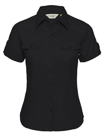 Epic Label Chemises Russell Collection R-919F-0 Chemise Manches Courtes Retroussables en Coton Sergé Femme
