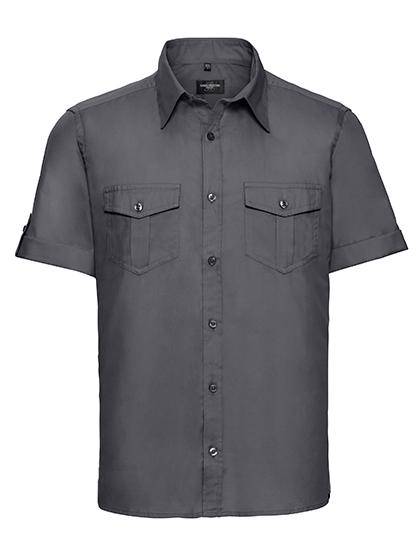 Epic Label Chemises Russell Collection R-919M-0 Chemise Manches Courtes Retroussables en Coton Sergé Homme