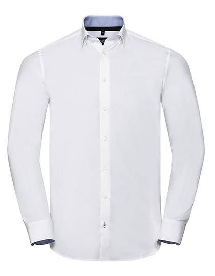 Epic Label Chemises Russell Collection R-966M-0 Long Sleeve Tailored Contrast Ultimate Stretch Shirt Pour Homme