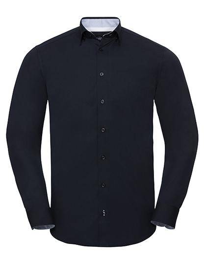 Epic Label Chemises Russell Collection R-966M-0 Long Sleeve Tailored Contrast Ultimate Stretch Shirt Pour Homme