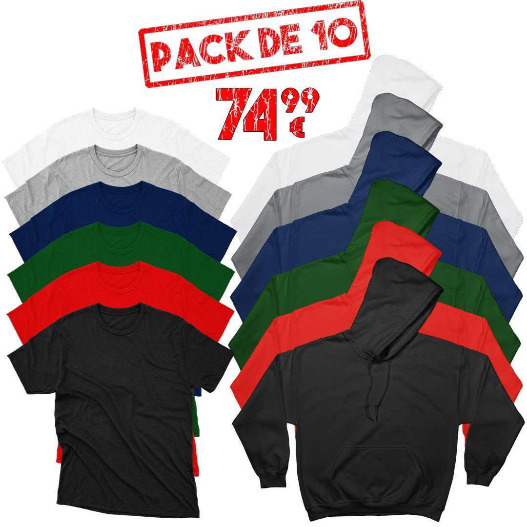 Epic Label Pack 10 x T Shirts & Capuches Mixte Disponible en Plusieurs Coloris et Taille