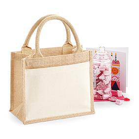 Epic Label Sacs Westford Mill WM425 Sac Cadeau En Jute Avec Poche En Coton 26x22x14cm