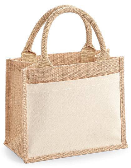 Epic Label Sacs Westford Mill WM425 Sac Cadeau En Jute Avec Poche En Coton 26x22x14cm