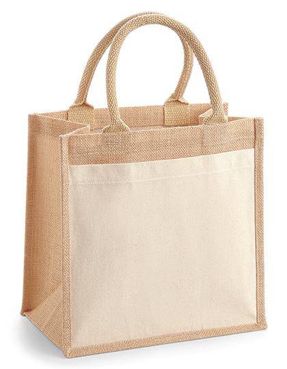 Epic Label Sacs Westford Mill WM426 Petit Sac Fourre-Tout En Jute Avec Poche En Coton 30x30x19cm
