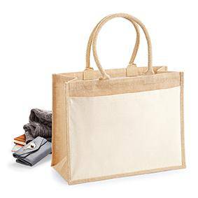 Epic Label Sacs Westford Mill WM427 Sac De Courses En Jute Avec Poche En Coton 42x33x19cm