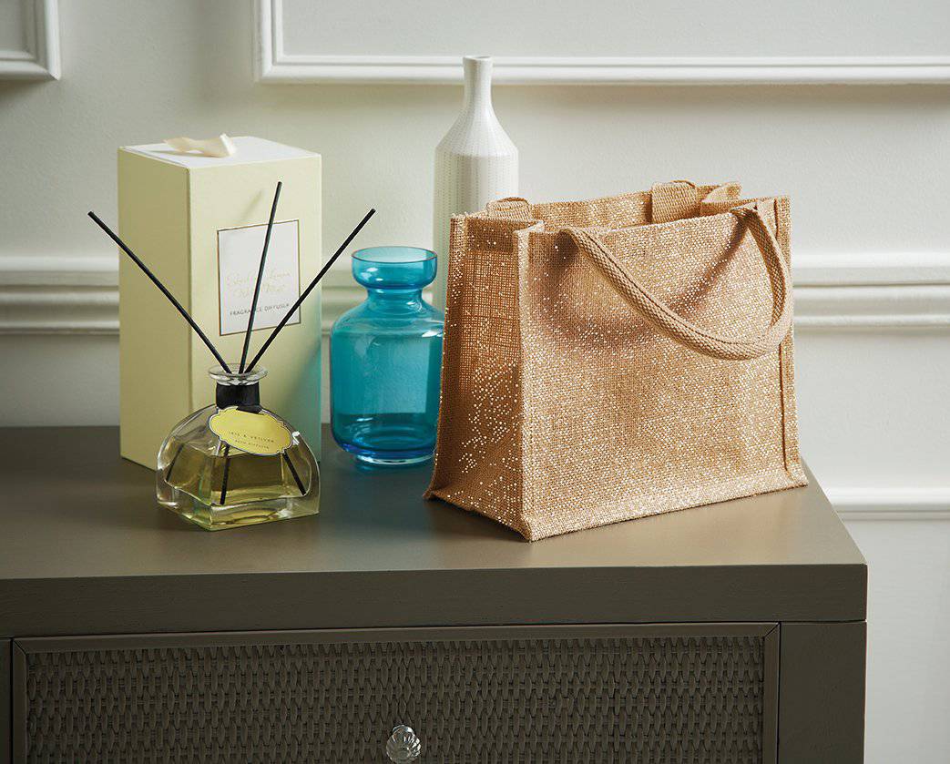 Epic Label Sacs Westford Mill WM431 Mini-Sac Cadeau En Jute Scintillante 26x22x14cm