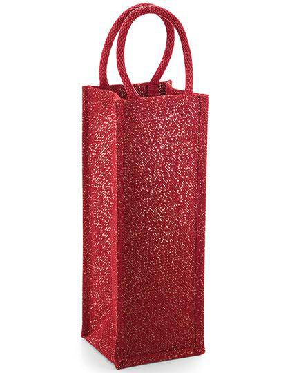 Epic Label Sacs Westford Mill WM433 Sac Bouteille En Jute Scintillante 12x35x11cm - Pack de 10 Déstockage