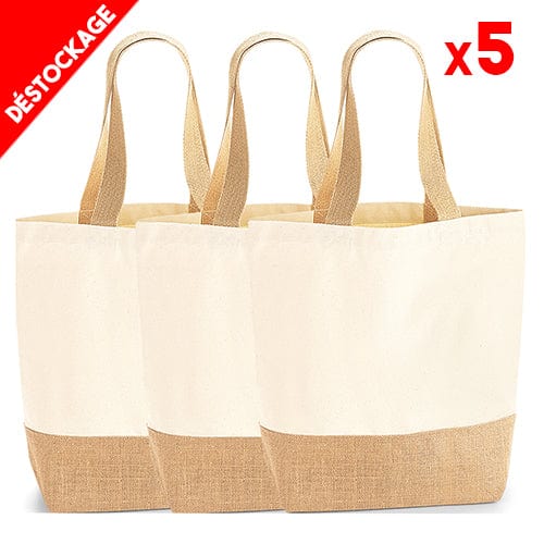 Epic Label Sacs Westford Mill WM450 Lot de 5 Sacs Shopping en Toile de Coton Durable