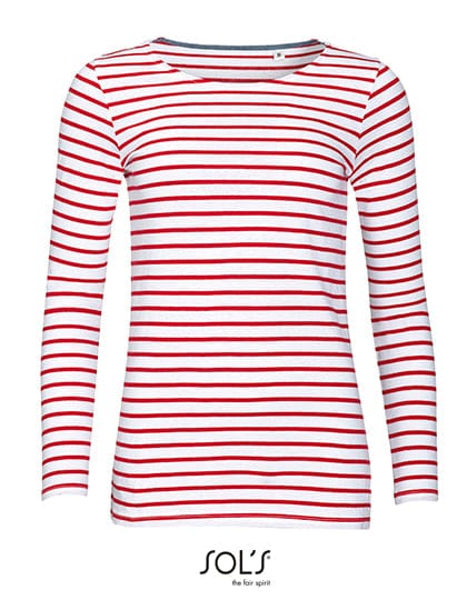 Epic Label T-shirts Sol´S L01403 T-Shirt Rayé À Manches Longues Pour Femme Marine