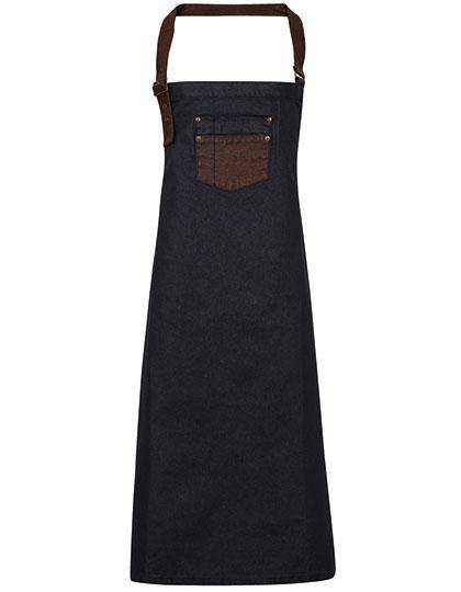 Epic Label Tabliers Pack Lot de 3 Premier Workwear PR136 Division Waxed Look Denim Tablier à bavette With Faux Leather