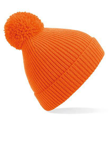 Epic Label Bonnets Beechfield B382 Bonnet À Pompon En Maille Côtelée À Pinces Invisibles