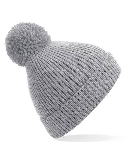 Epic Label Bonnets Beechfield B382 Bonnet À Pompon En Maille Côtelée À Pinces Invisibles