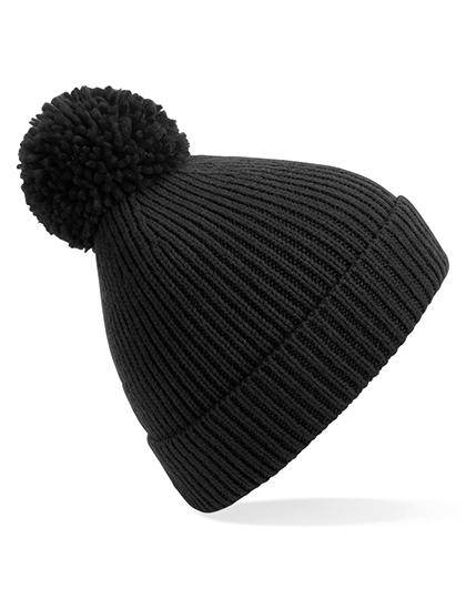 Epic Label Bonnets Beechfield B382 Bonnet À Pompon En Maille Côtelée À Pinces Invisibles