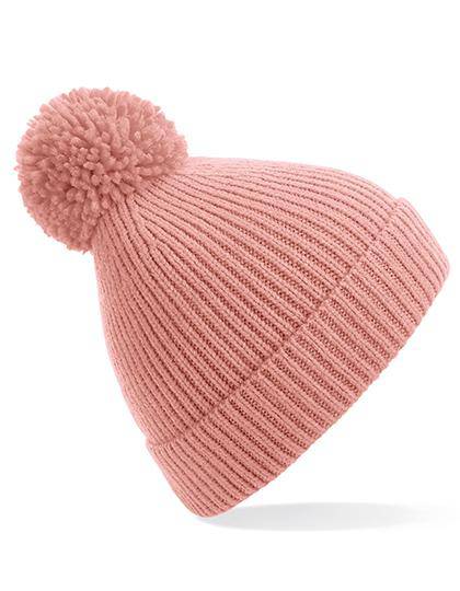 Epic Label Bonnets Beechfield B382 Bonnet À Pompon En Maille Côtelée À Pinces Invisibles
