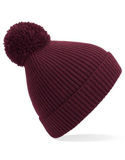 Epic Label Bonnets Beechfield B382 Bonnet À Pompon En Maille Côtelée À Pinces Invisibles