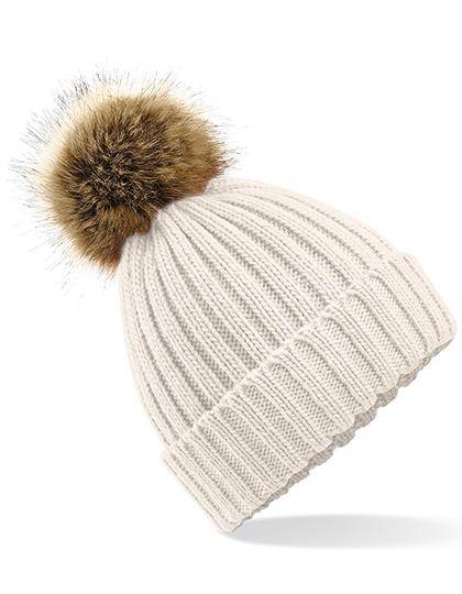 Epic Label Bonnets Beechfield B412 Bonnet Épais Avec Pop Pom En Fausse Fourrure