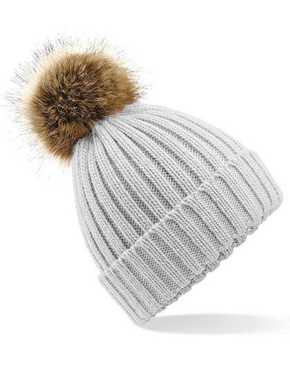 Epic Label Bonnets Beechfield B412 Bonnet Épais Avec Pop Pom En Fausse Fourrure