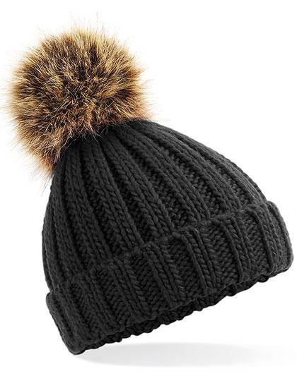 Epic Label Bonnets Beechfield B412a Bonnet En Grosse Maille Pompon En Fausse Fourrure Pour Bébé