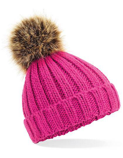 Epic Label Bonnets Beechfield B412a Bonnet En Grosse Maille Pompon En Fausse Fourrure Pour Bébé