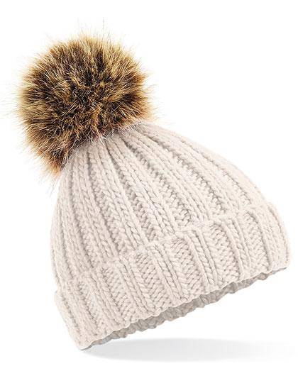 Epic Label Bonnets Beechfield B412a Bonnet En Grosse Maille Pompon En Fausse Fourrure Pour Bébé