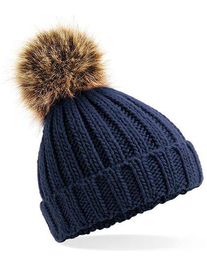 Epic Label Bonnets Beechfield B412a Bonnet En Grosse Maille Pompon En Fausse Fourrure Pour Bébé