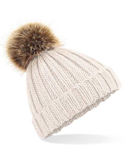 Epic Label Bonnets Beechfield B412b Bonnet En Grosse Maille Pompon En Fausse Fourrure Pour Enfant