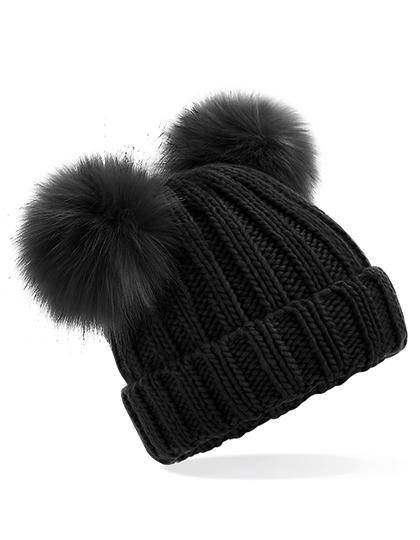 Epic Label Bonnets Beechfield B414b Bonnet Double PomPon En Fausse Fourrure Synthétique Junior