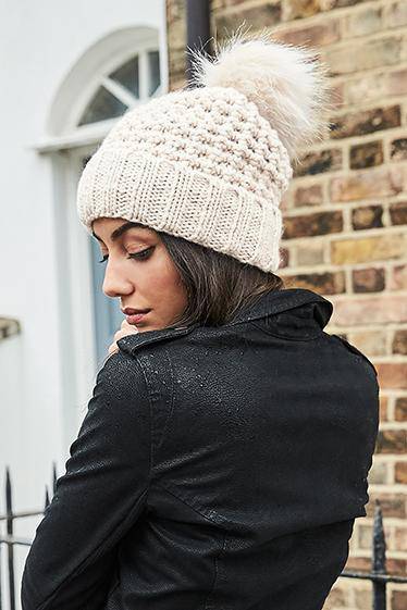 Epic Label Bonnets Beechfield B415 Popcorn Faux Fur Pop Pom Beanie